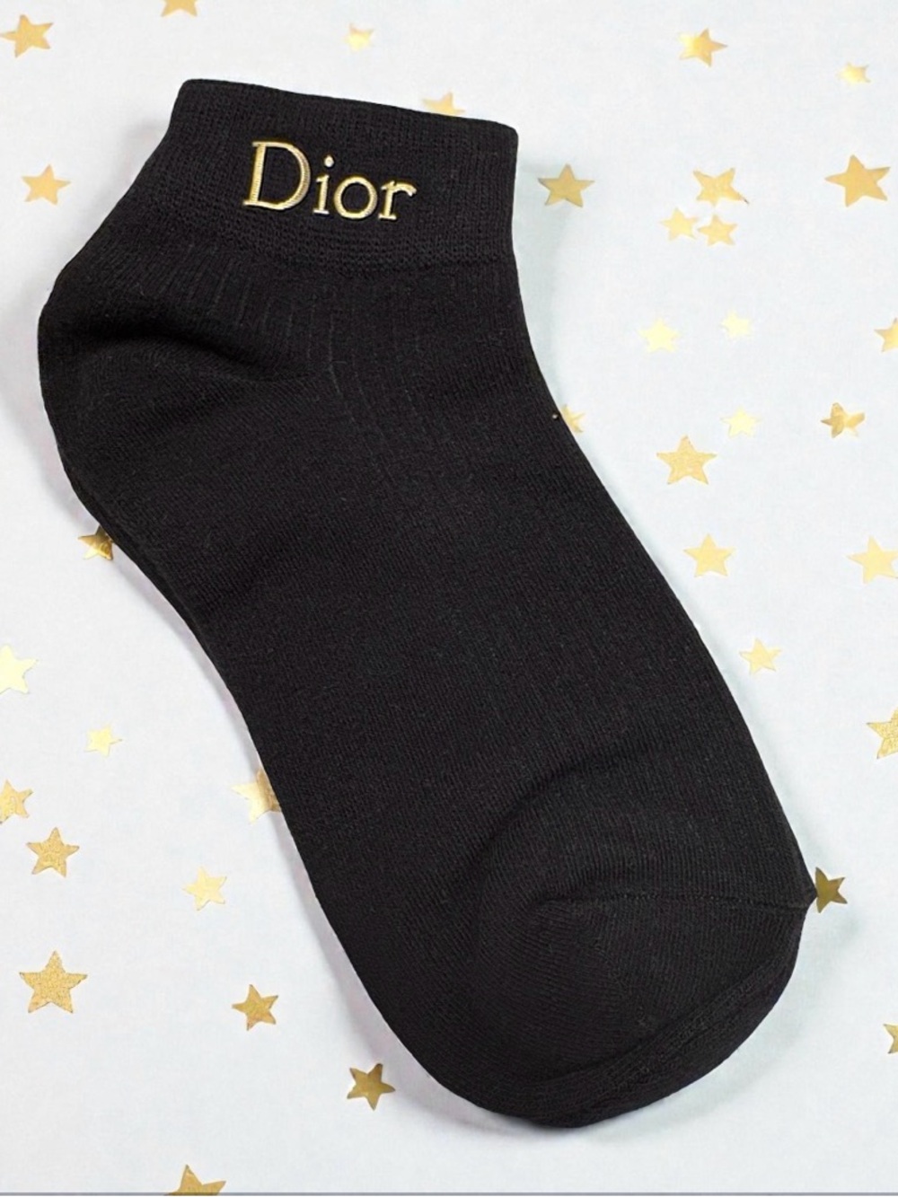 Black Ankle Socks with Gold Logo
